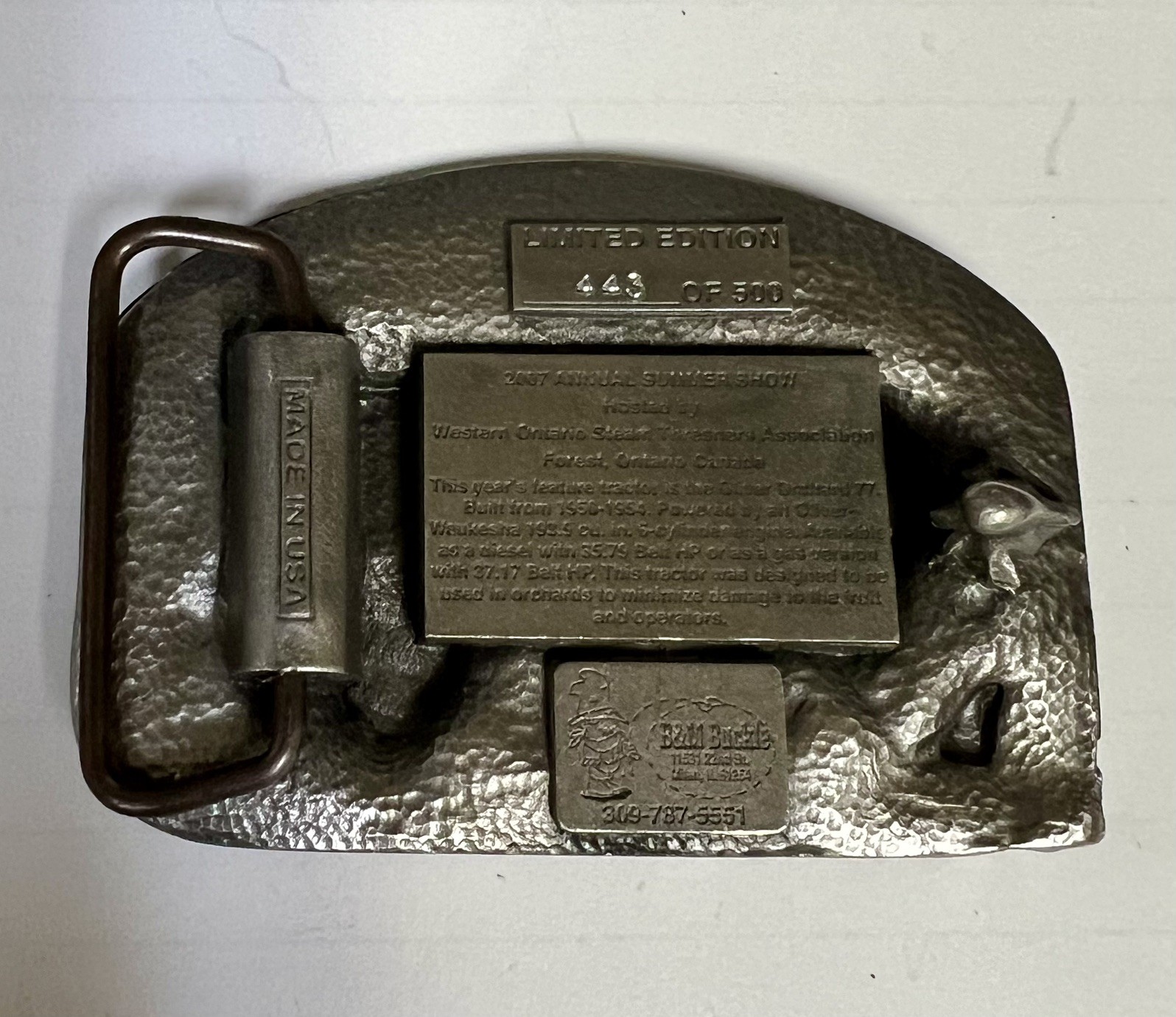 2007 Hart-Parr Oliver Collector Orchard 77 Belt Buckle Limited Edition # 443/500
