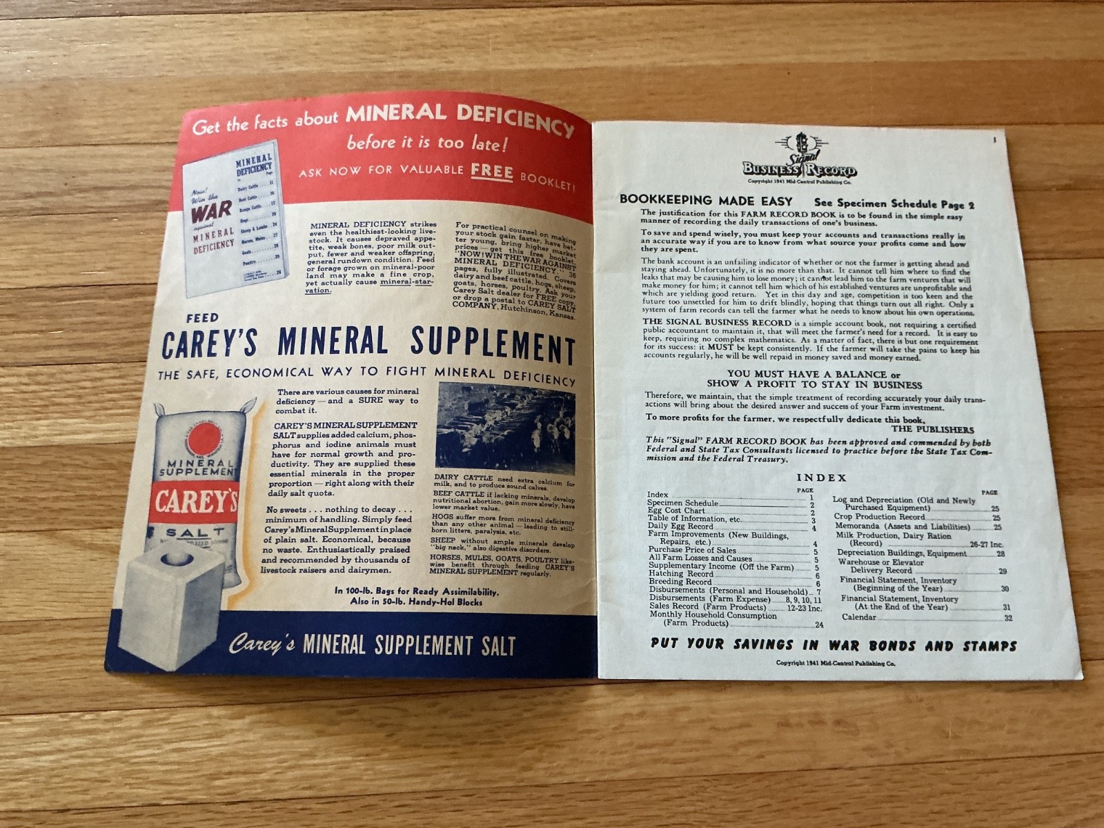 Vtg. 1946 Farm Acct. Record Book Carey’s &Farmers Elevator, Wanamingo, Minnesota
