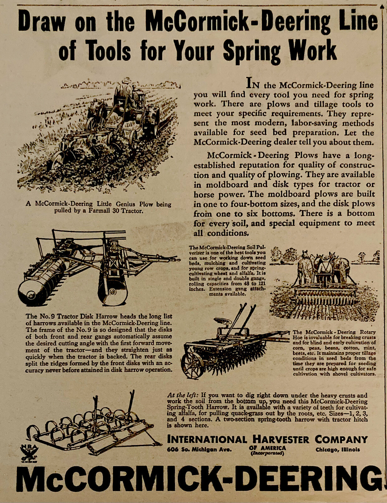 1934 AD.(XH50)~INTERNATIONAL HARVESTER CO. MCCORMICK-DEERING PLOW LINE