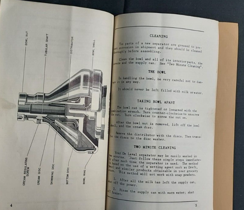 1952 Instruction Manual De Laval No. 9 Junior Electro Cream Separator Canada