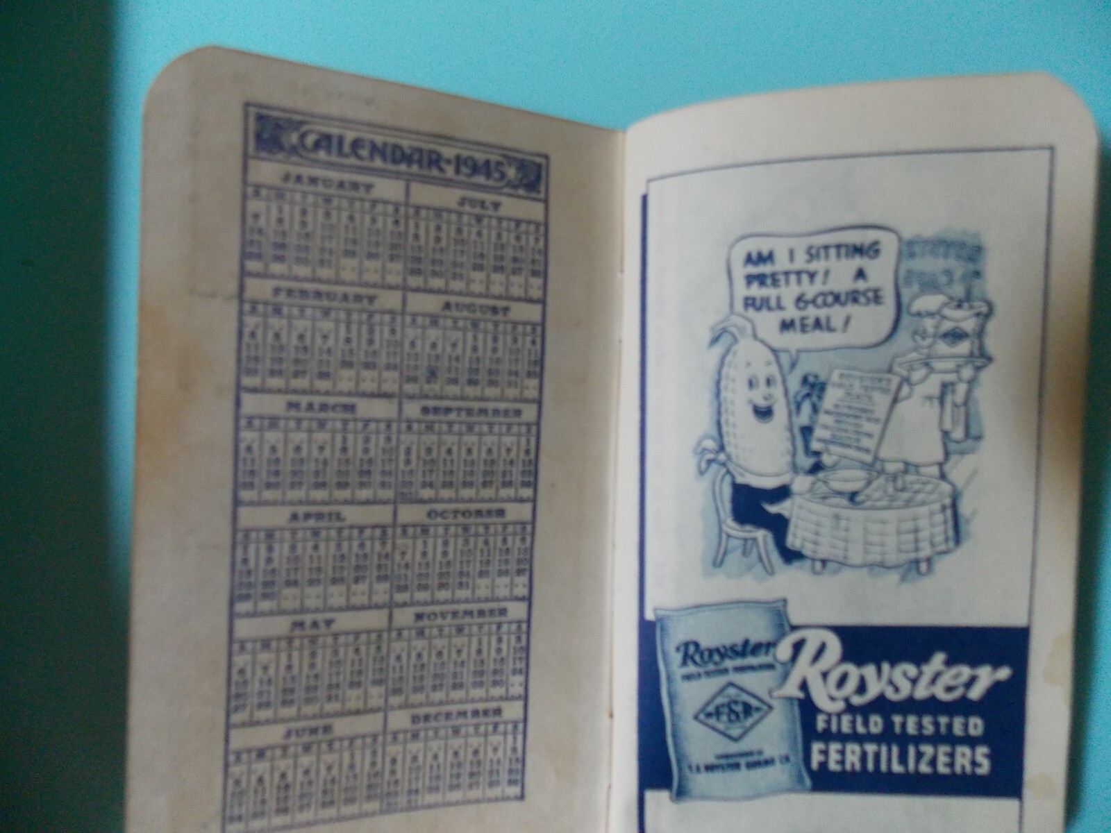 Vintage 1945 Royster Fertilizer Note Book