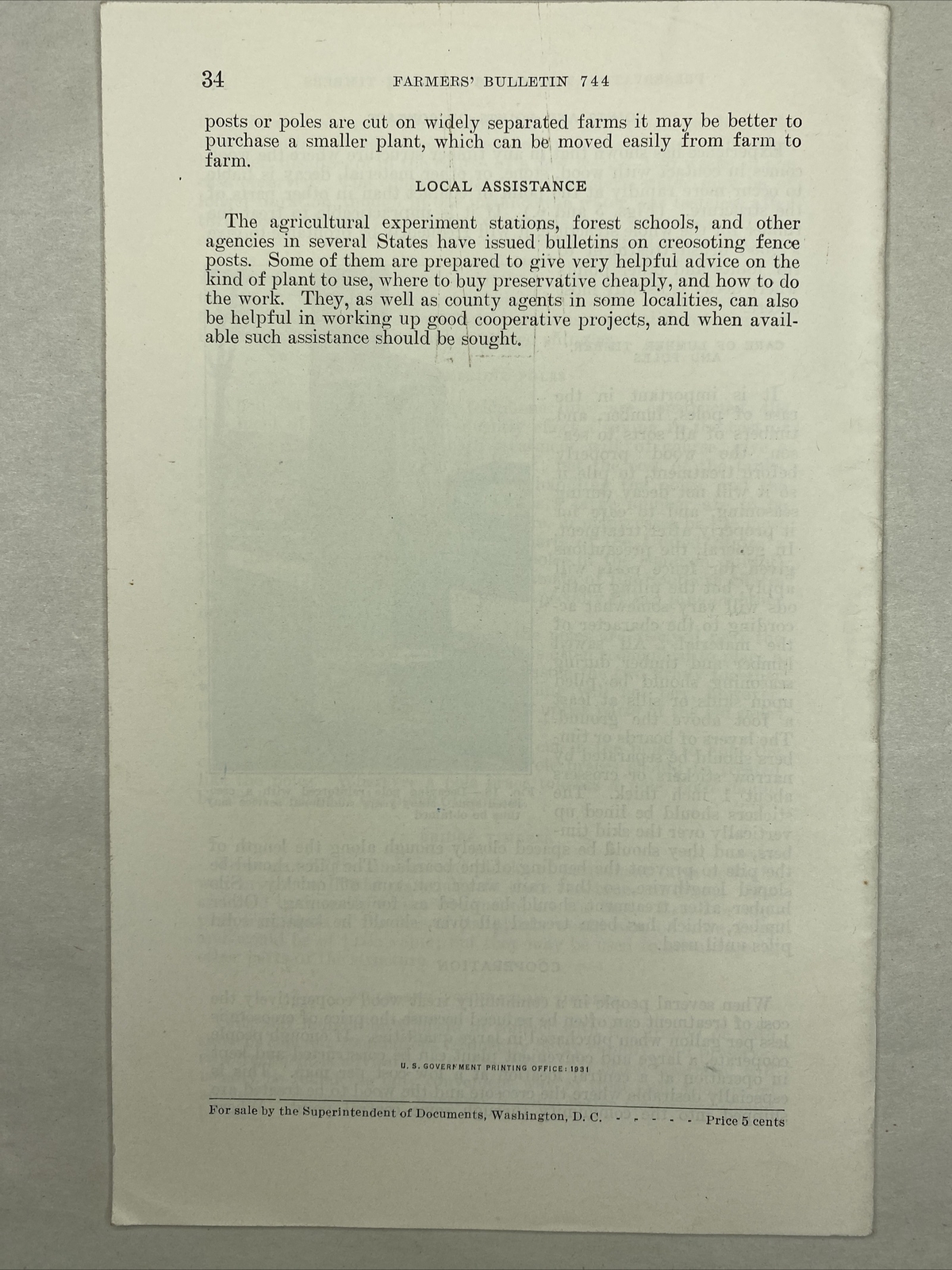 1931 USDA Farmers&rsquo; Bulletin No. 744 The Preservative Treatment of Farm Timbers