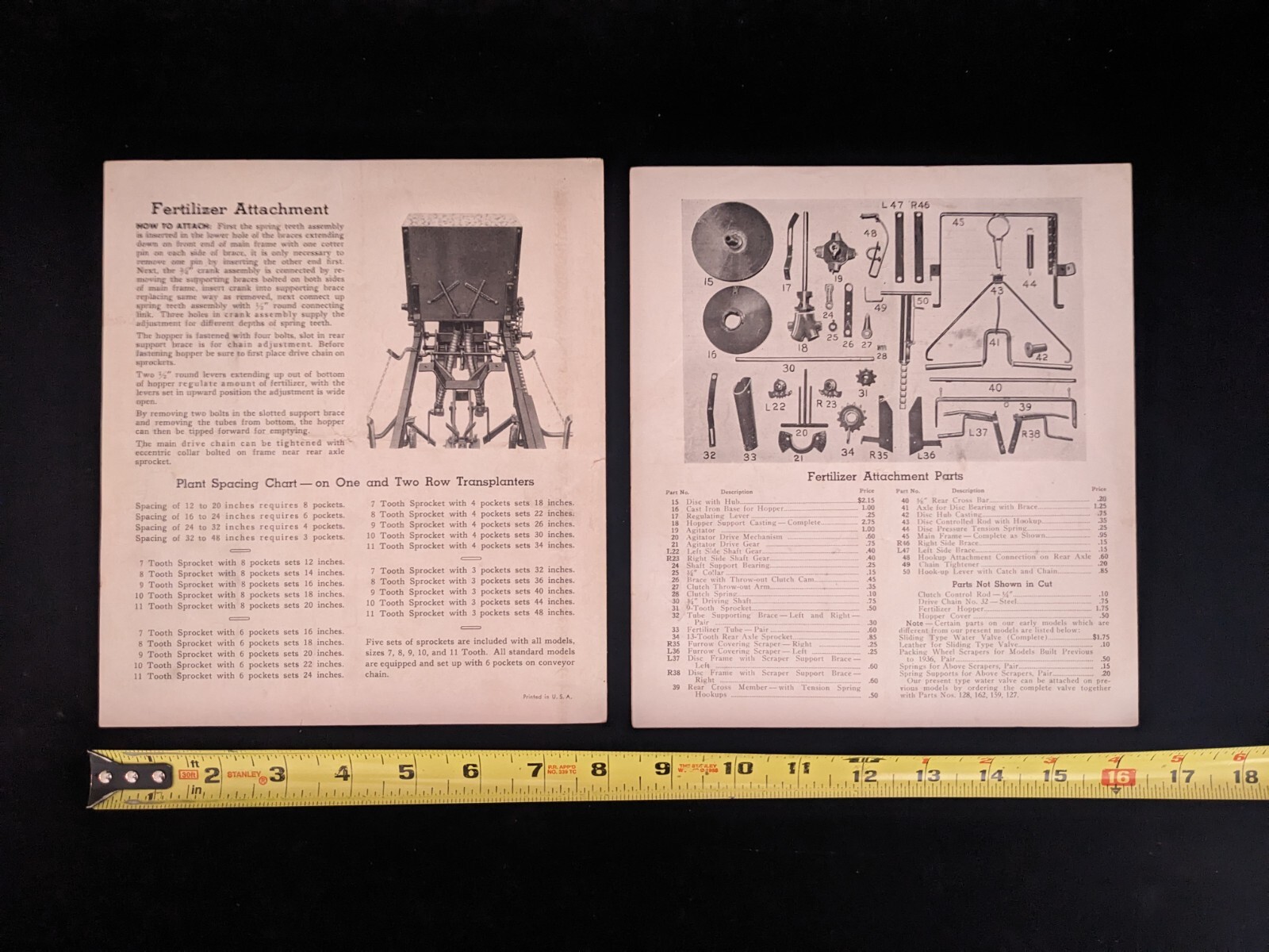 Original 1938 HOLLAND Mechanical Transplanter Operating Instructions Michigan
