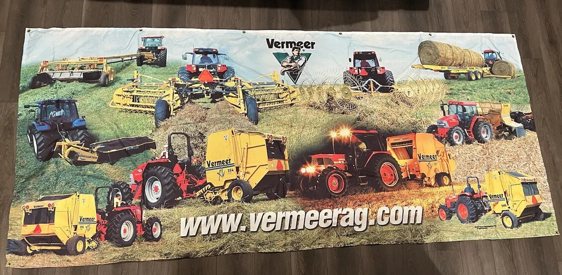 Rare Large 4’x9.5’ Vintage 2001 VERMEER AG Cloth Banner Sign Tractors Farming