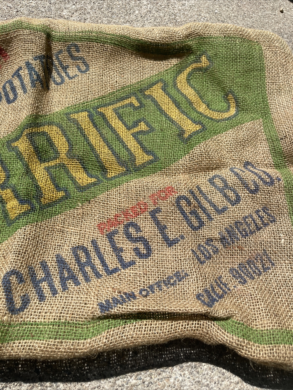 TERRIFIC US NO.1 California Collectible Burlap Sack Charles E. Gilb Co