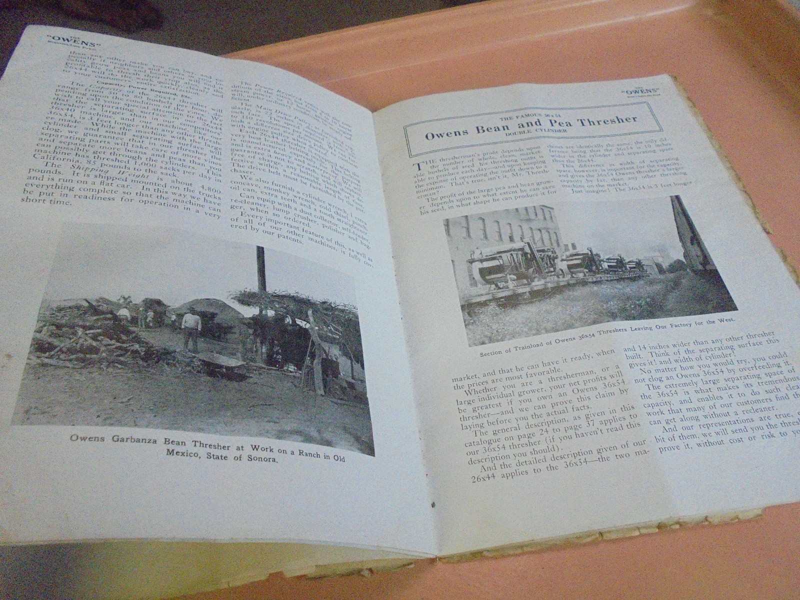Vintage The Owens Pea and Bean Threshers booklet circa 1915