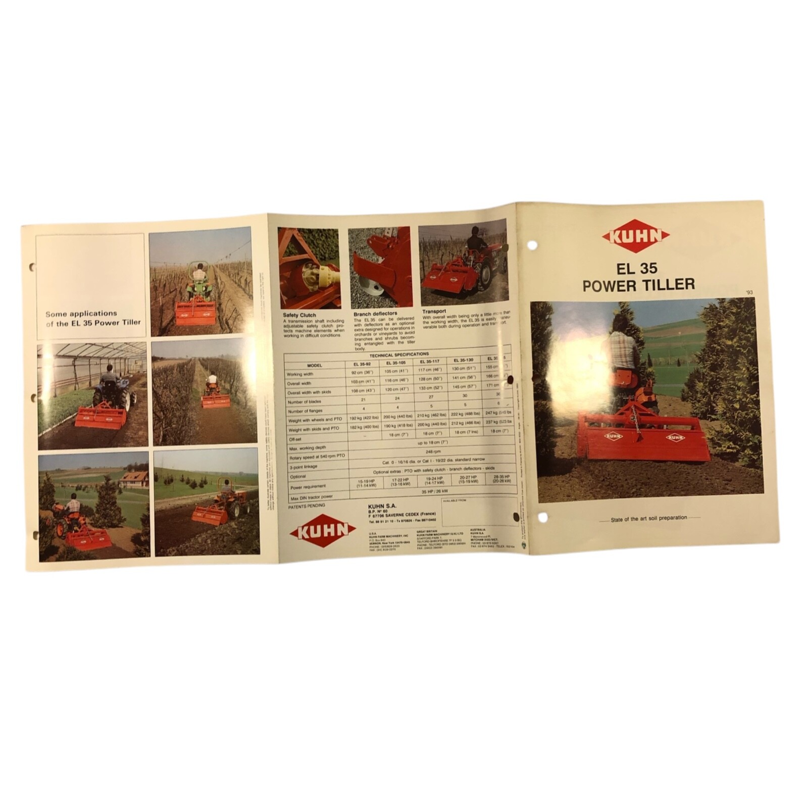 Kuhn EL 35 Power Tiller Dealer Sales Advertising Brochure