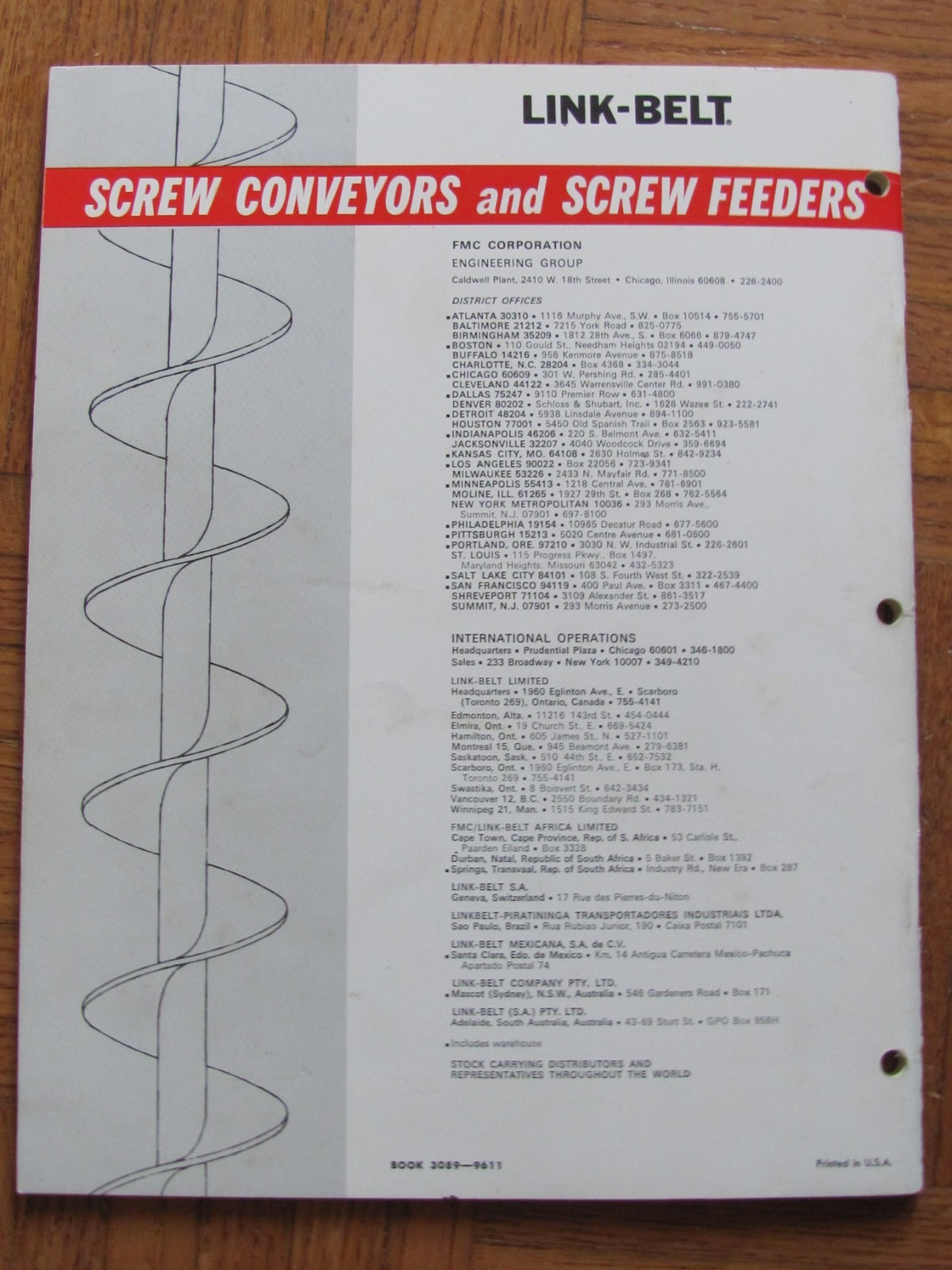 1969 CATALOG LINK BELT SCREW CONVEYORS AND FEEDERS DEALER DECATUR IL
