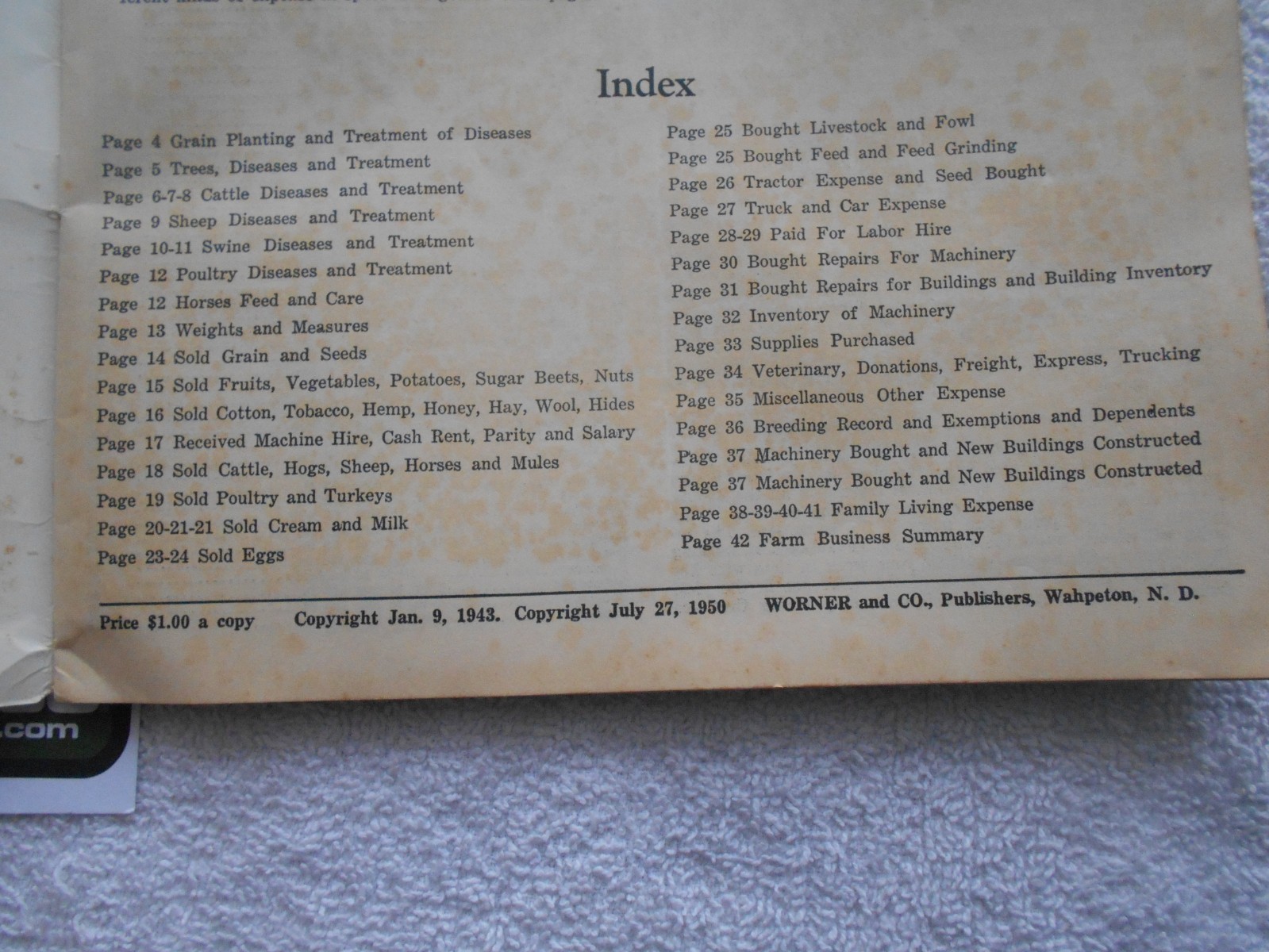 1950 KENDALL OIL CO. FARM RECORD BOOK-AGRICULTURE-42 PAGES