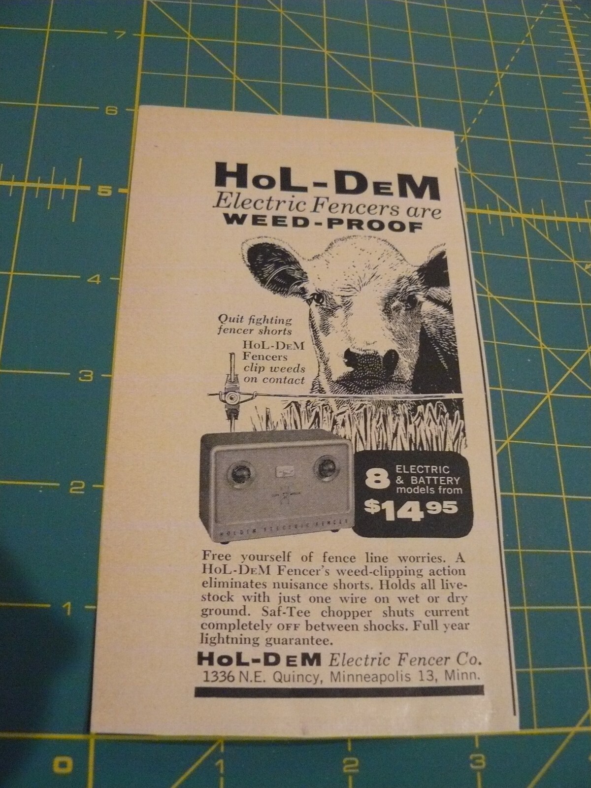 The Farm QRTLY -ADS -SUMMER 1961 – HOLDEM ELECTRIC FENCE / Minneapolis, MINN