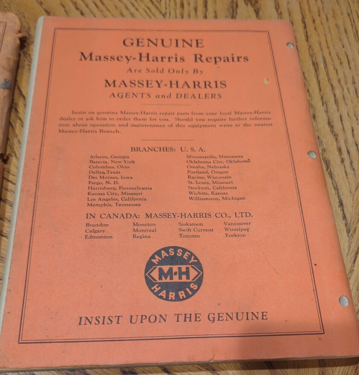 Massey Harris 1950&rsquo;s Combine Sales Booklet Full Color Lot Of 2 Combine Pts &Man
