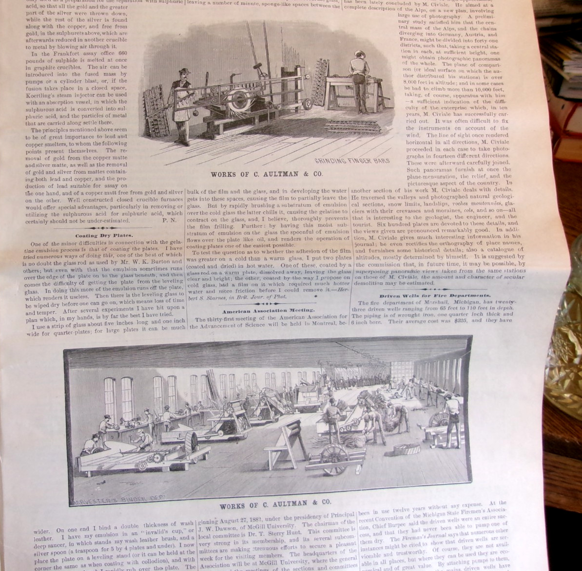 1882 C. AULTMAN- CANTON OHIO- HARVESTING AND THRESHING MACHINERY REPORT