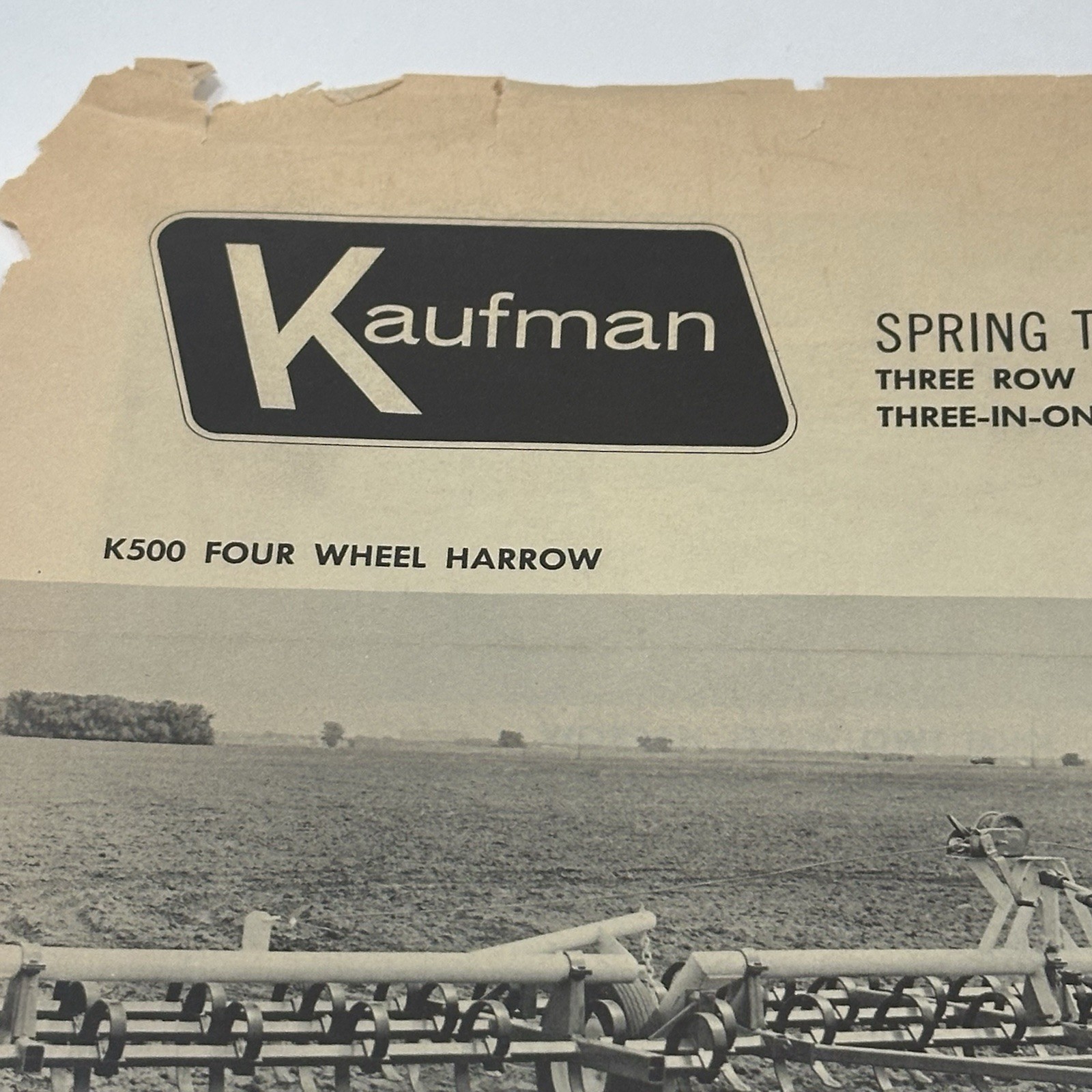 Vintage Kaufman Motor & Equip. Flyer Brochure Spring Tooth Harrow Newton KANSAS