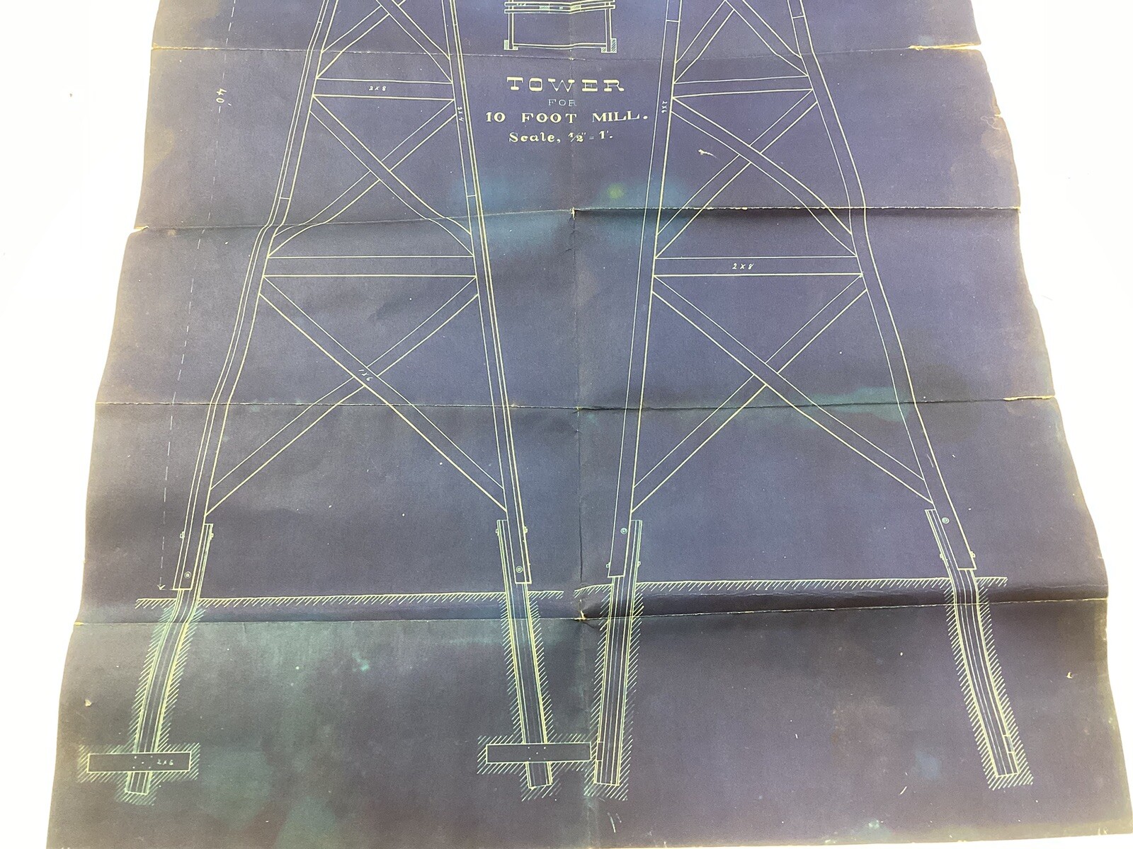Vintage Windmill Water Tower Blueprint