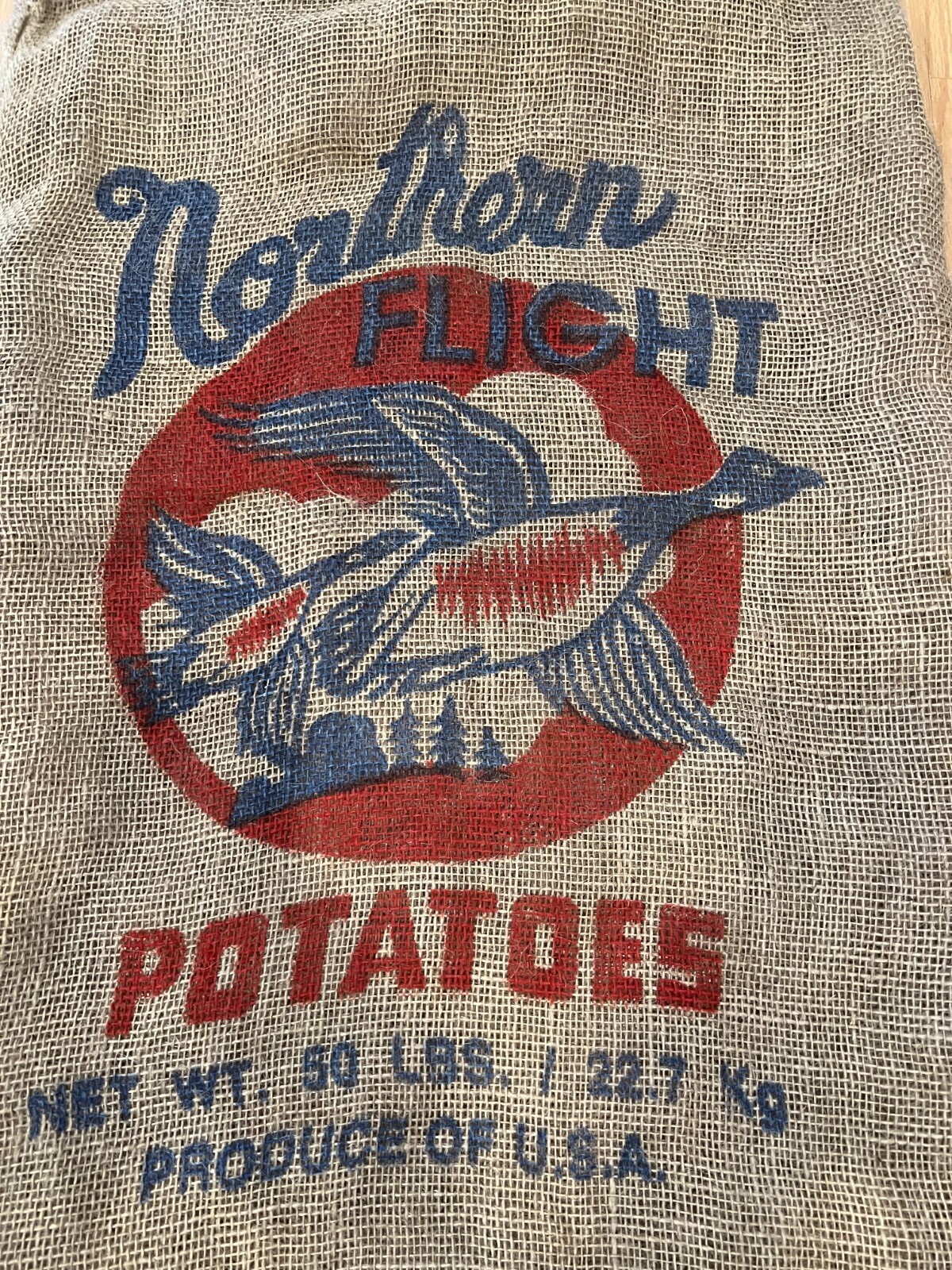 Vintage Northern Flight 50lb Potato Burlap Sack