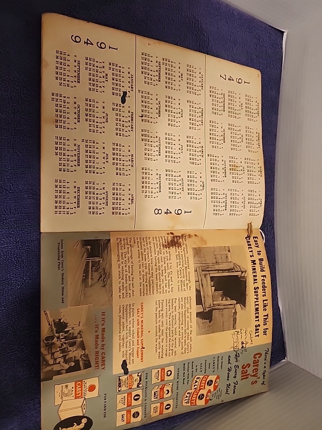 1947 EDITION;CAREY FARM RECORD BOOK;SHERRILL,IA;USED!!!!J.J. BEHR