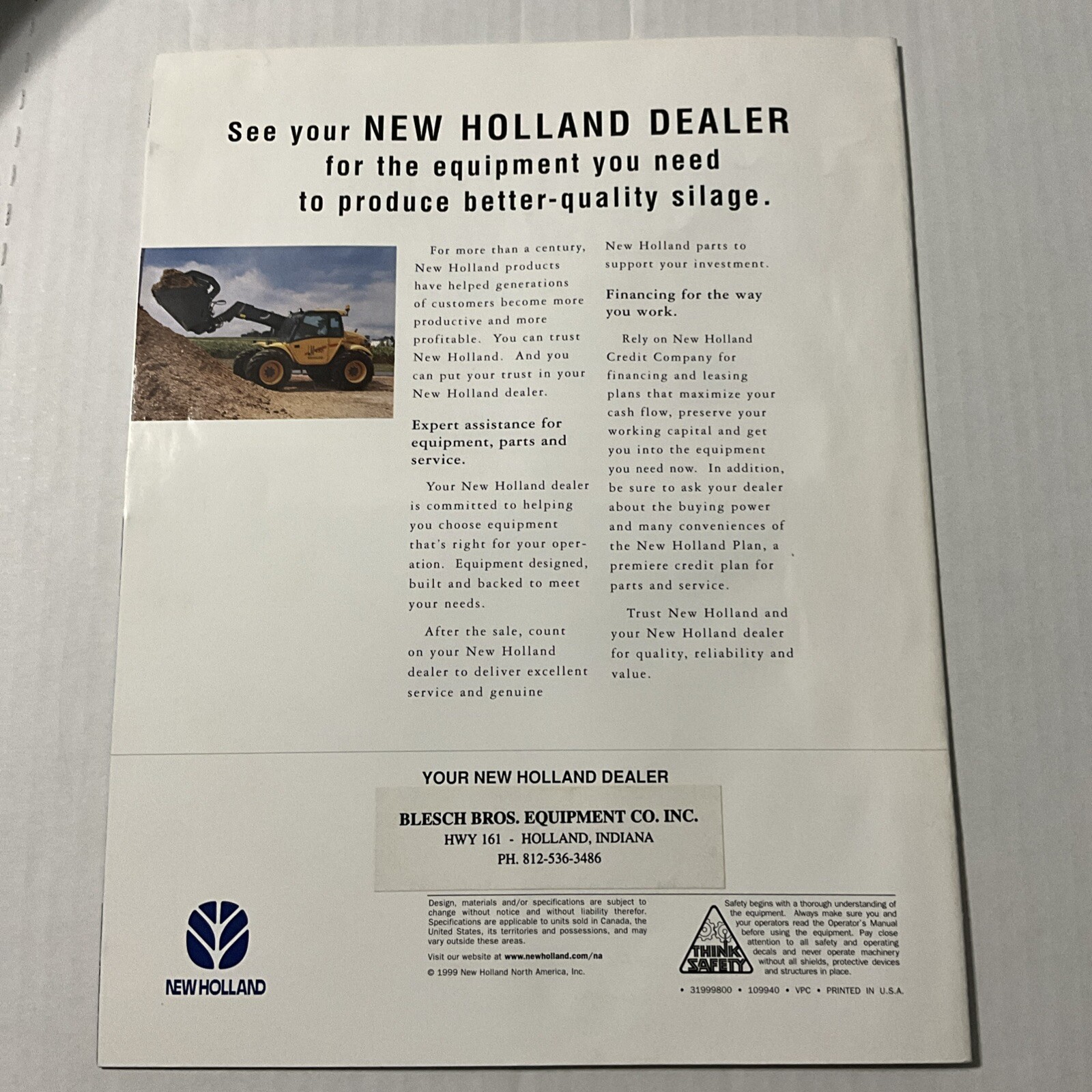 New Holland Silage Equipment For 1999 Brochure