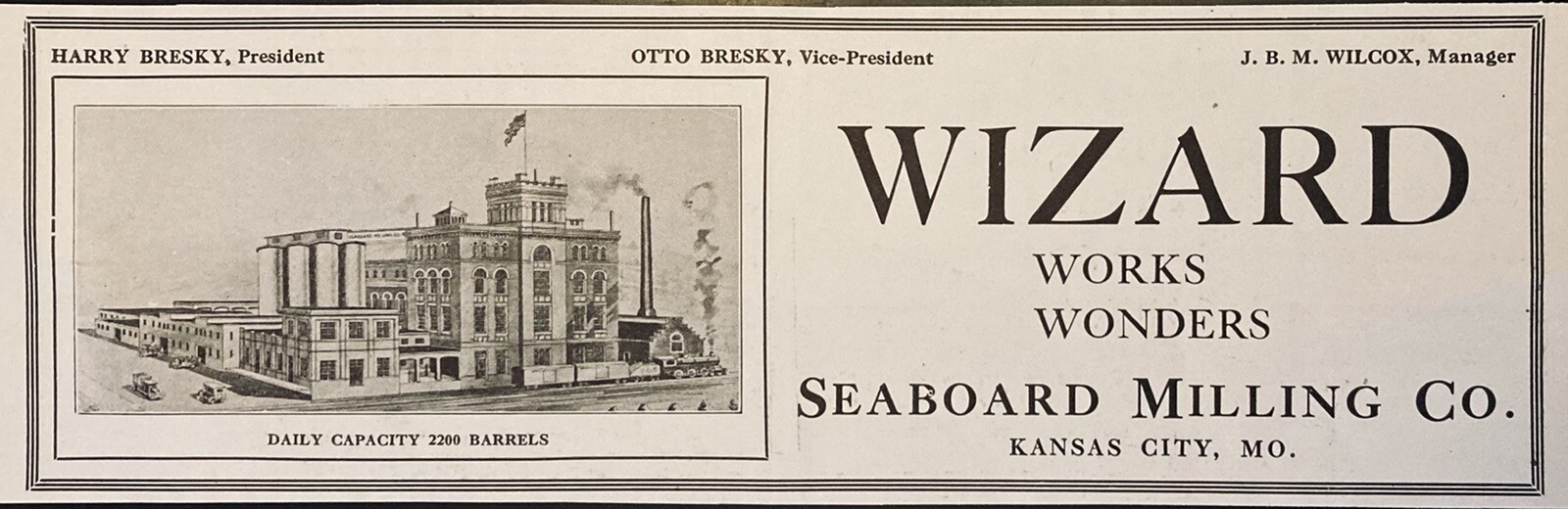 1919 AD(XH32)~SEABOARD MILLING CO. KANSAS CITY, MO. WIZARD WONDER WORKS MILL