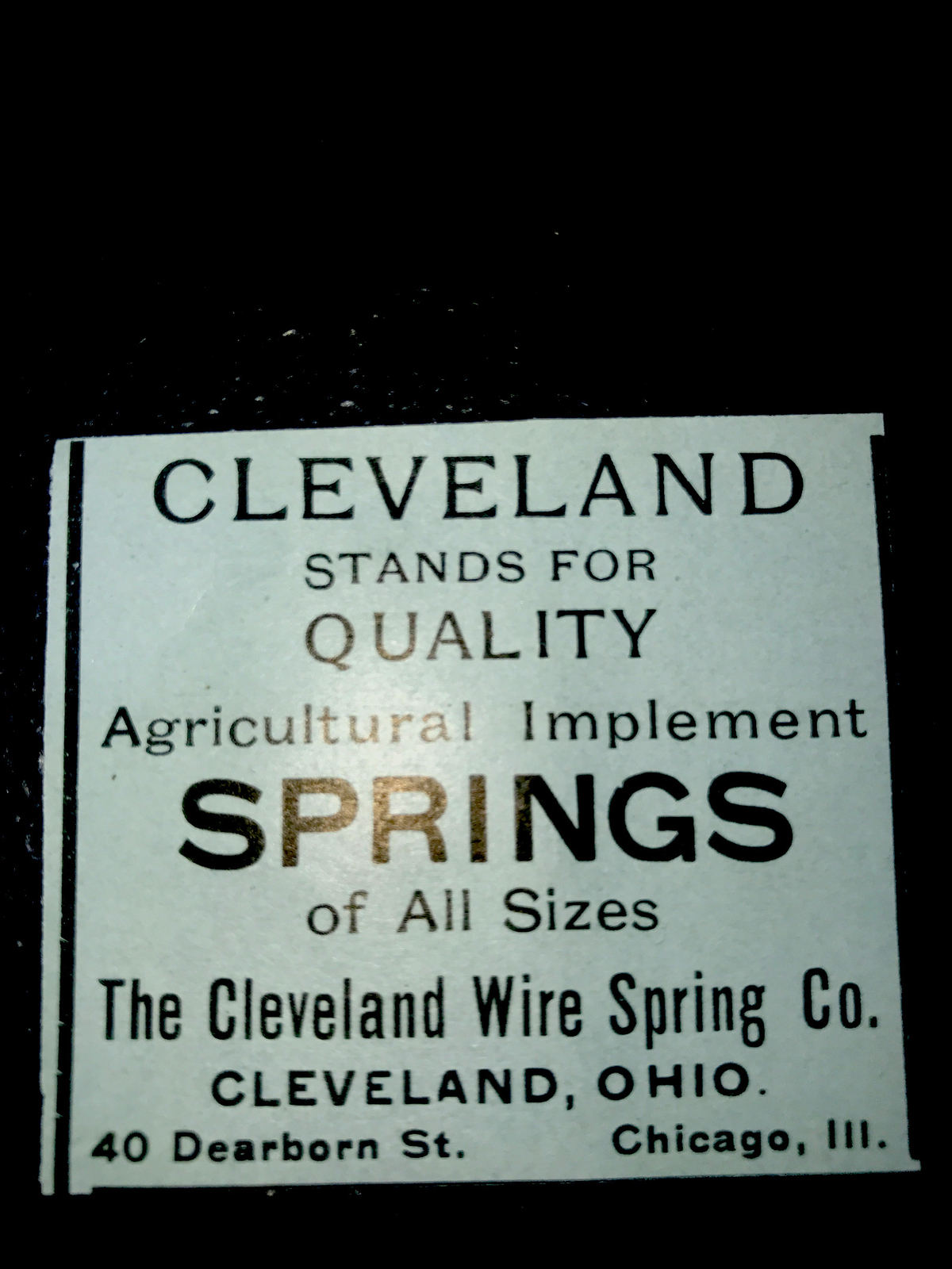 1907 Cleveland Wire Spring Co. Farm Implement Advertising – Cleveland – Ohio