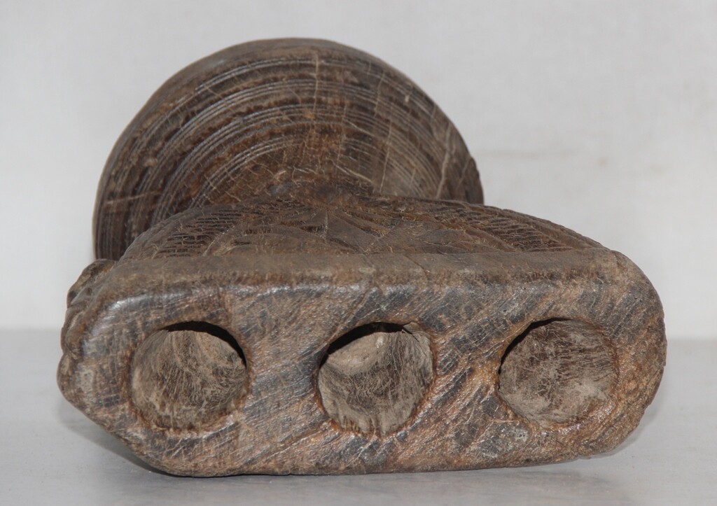 Antique Wooden Agricultural Seed Holder Bijni Original Old Hand Carved
