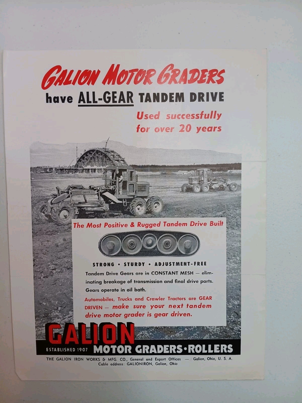Galion Motor Grader Tandem Drive Sales Flyer Advertising