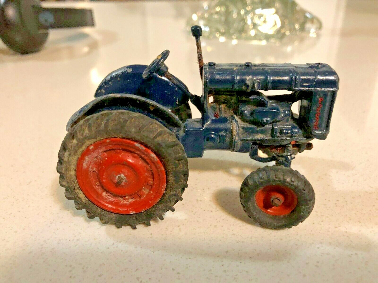 Vintage Boxed Britains No.128F Lead Fordson Major Tractor Model – Rubber Tyres