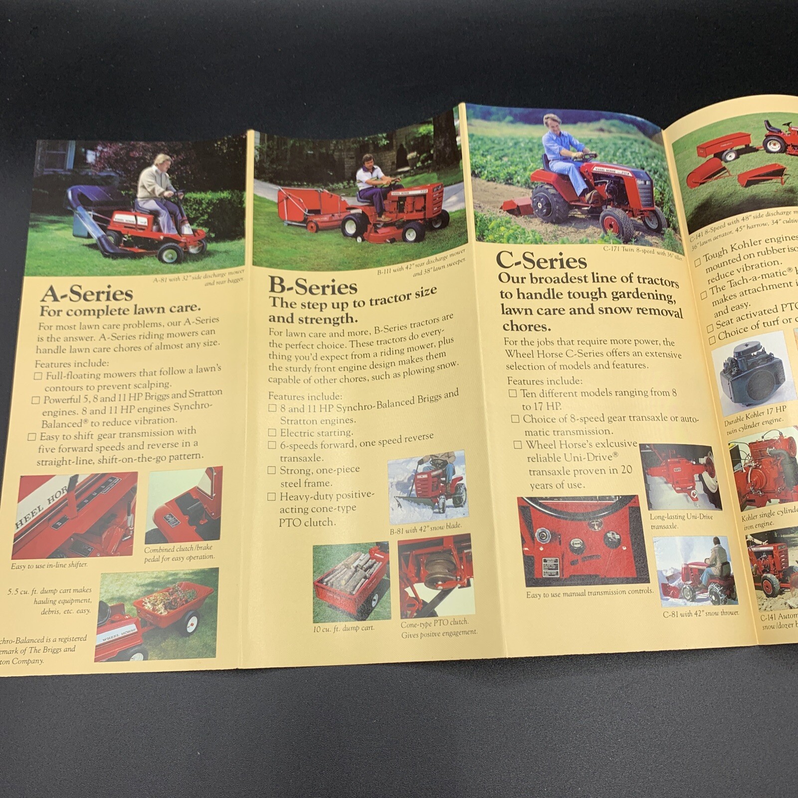 Pair Original NOS Wheel Horse Lawn Tractor Fold Out Mower Brochures-1979 & 1980
