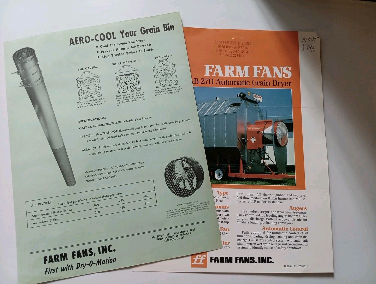 2 Vintage Farm Fans Advertising Flyer Lot Bulletins