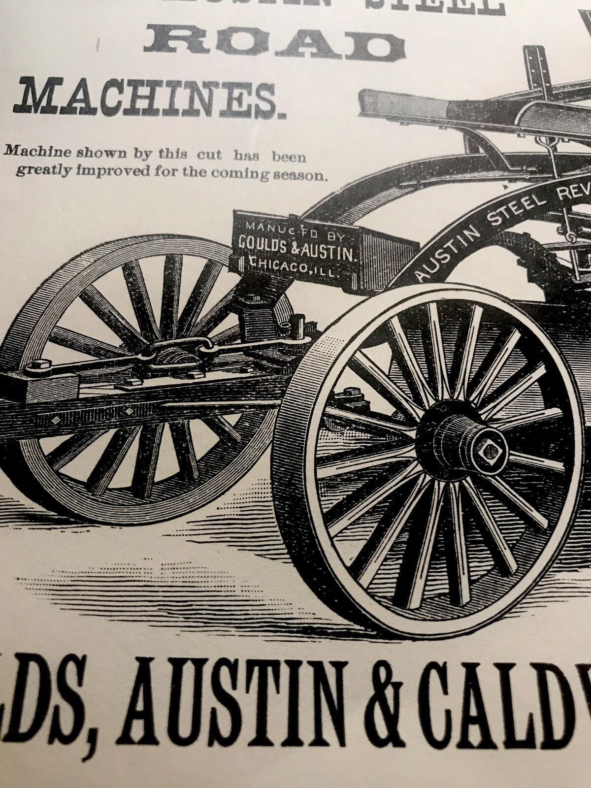 1889 Goulds, Austin & Caldwell Co. Road Grading Machinery Advertising – Chicago