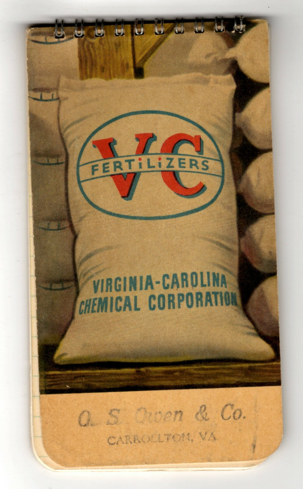 ORIGINAL Vintage Circa 1950s? VC Fertilizers Notebook