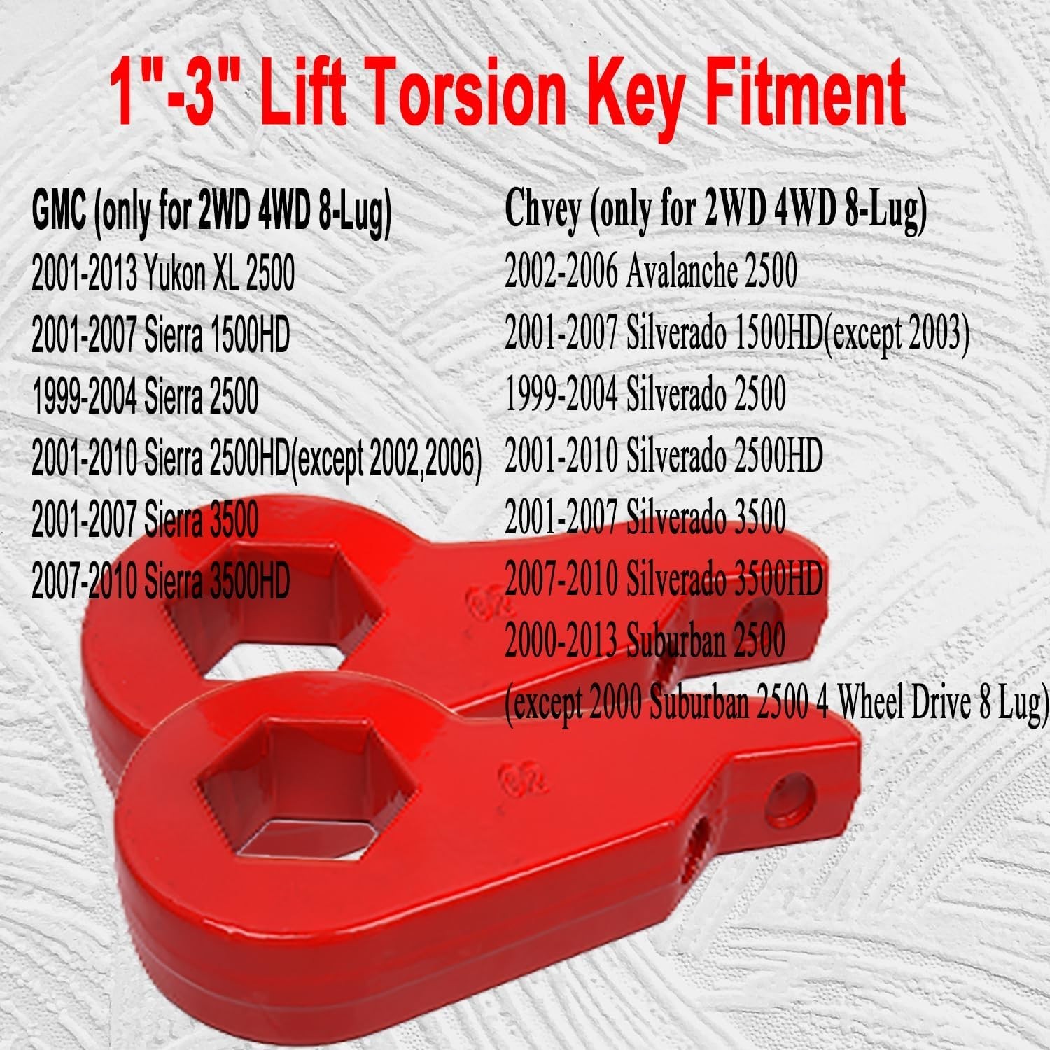 High Strength Forged Steel 1-3 Inch Lift Torsion Keys for Chevy/GMC Vehicles