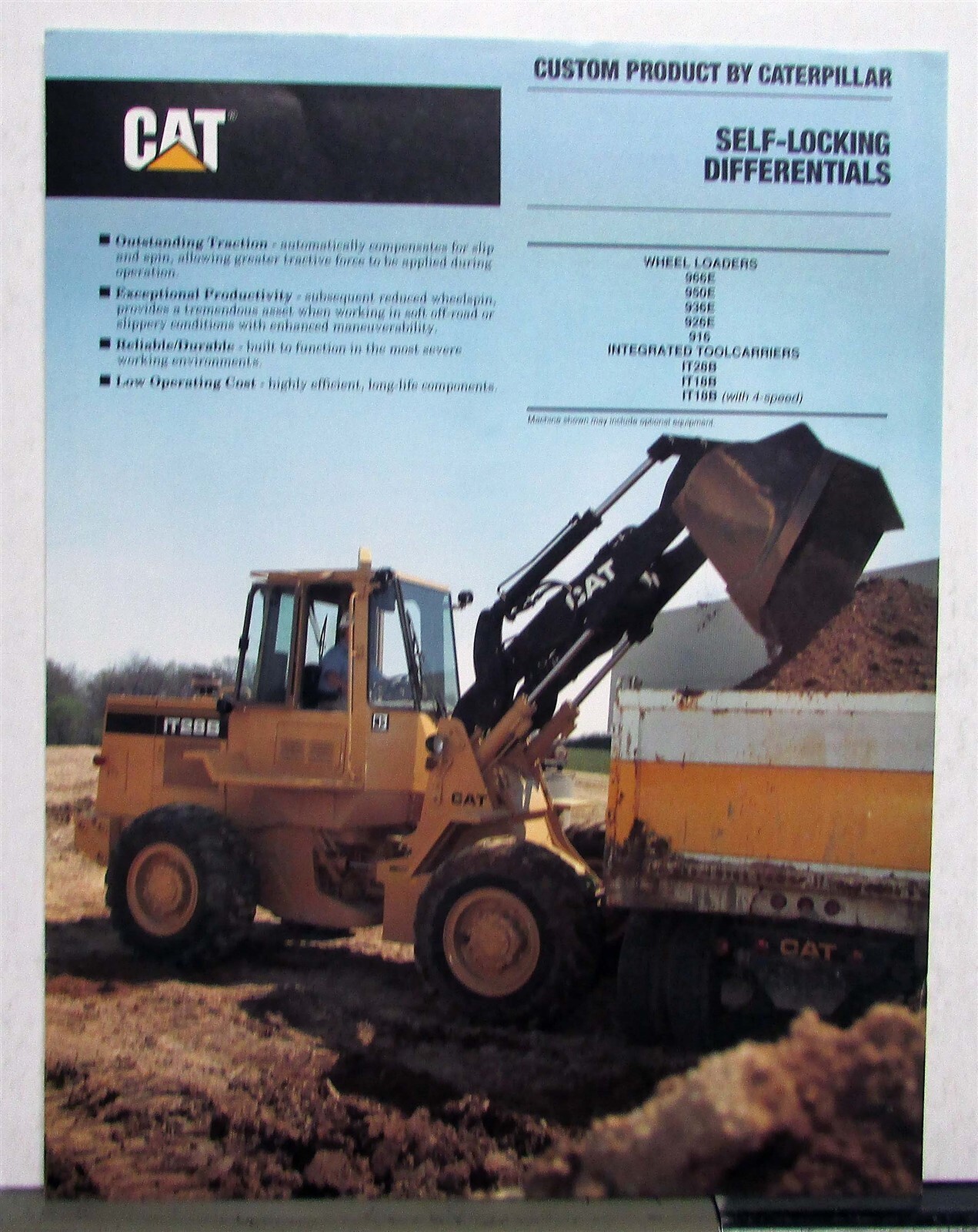 1989 Caterpillar Self Locking Differentials Custom Sales Specifications Sheet