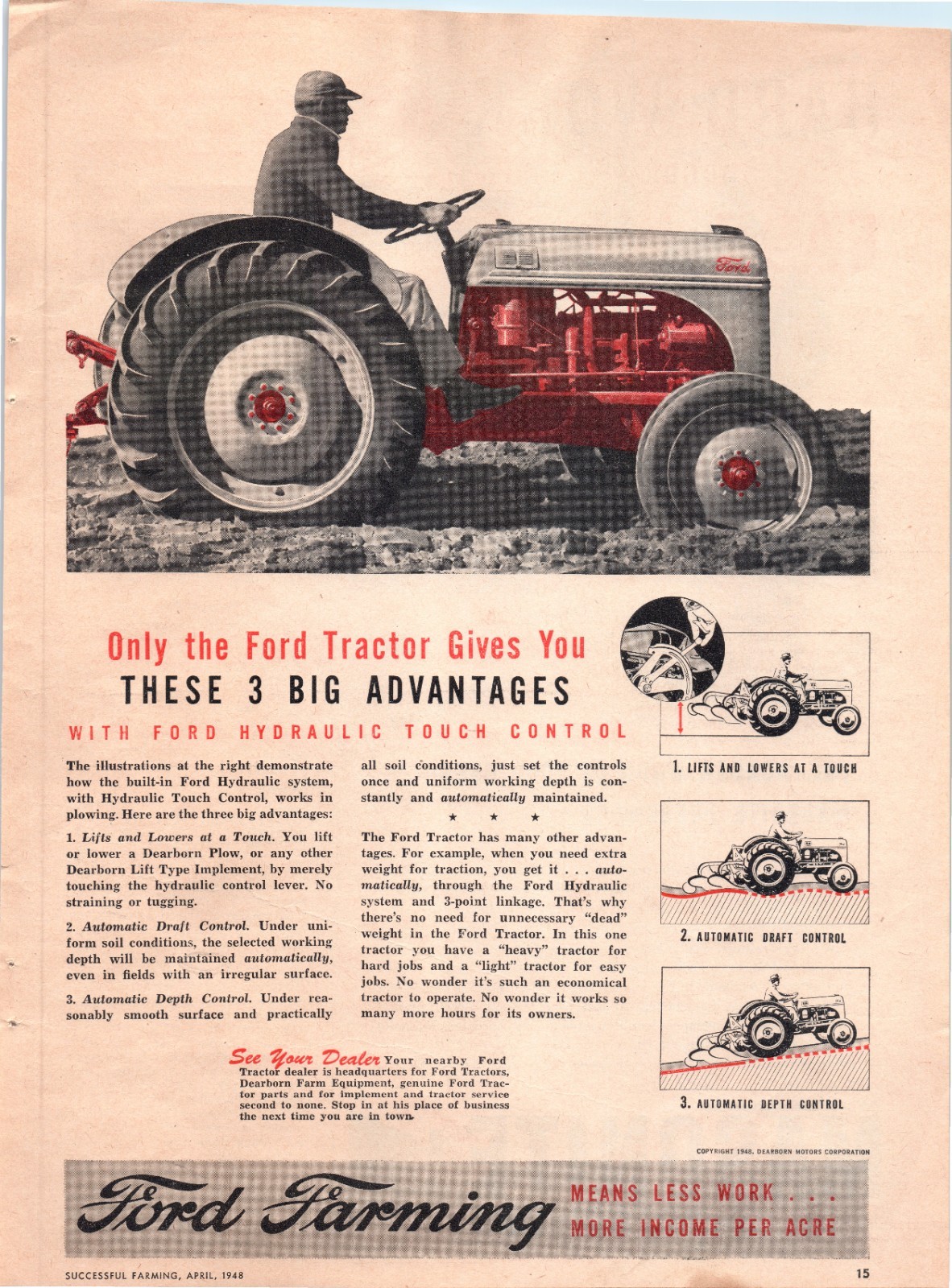 1948 Ford Tractor Dearborn Disc Harrow Michigan Farm 40s Vintage 2-Page Print Ad