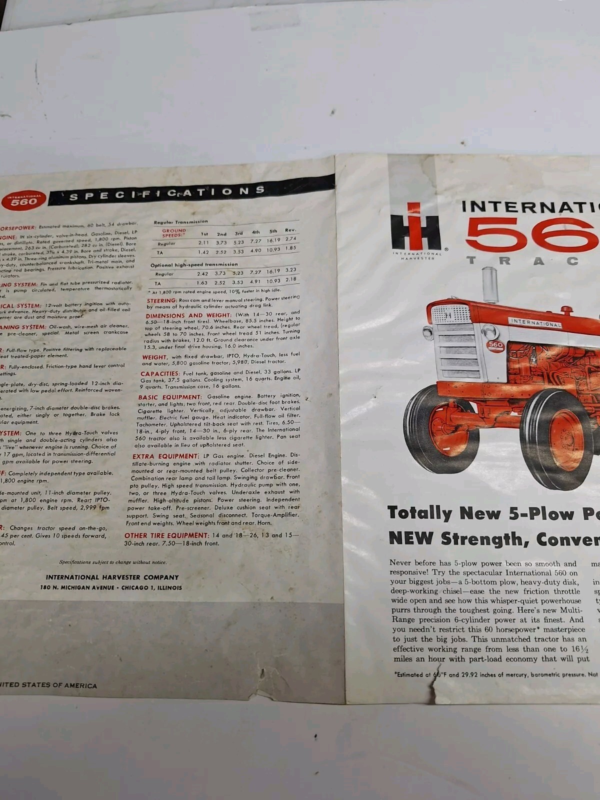 McCormick Farmall 560 Tractors Booklet Advertising Brochure Distressed Condition