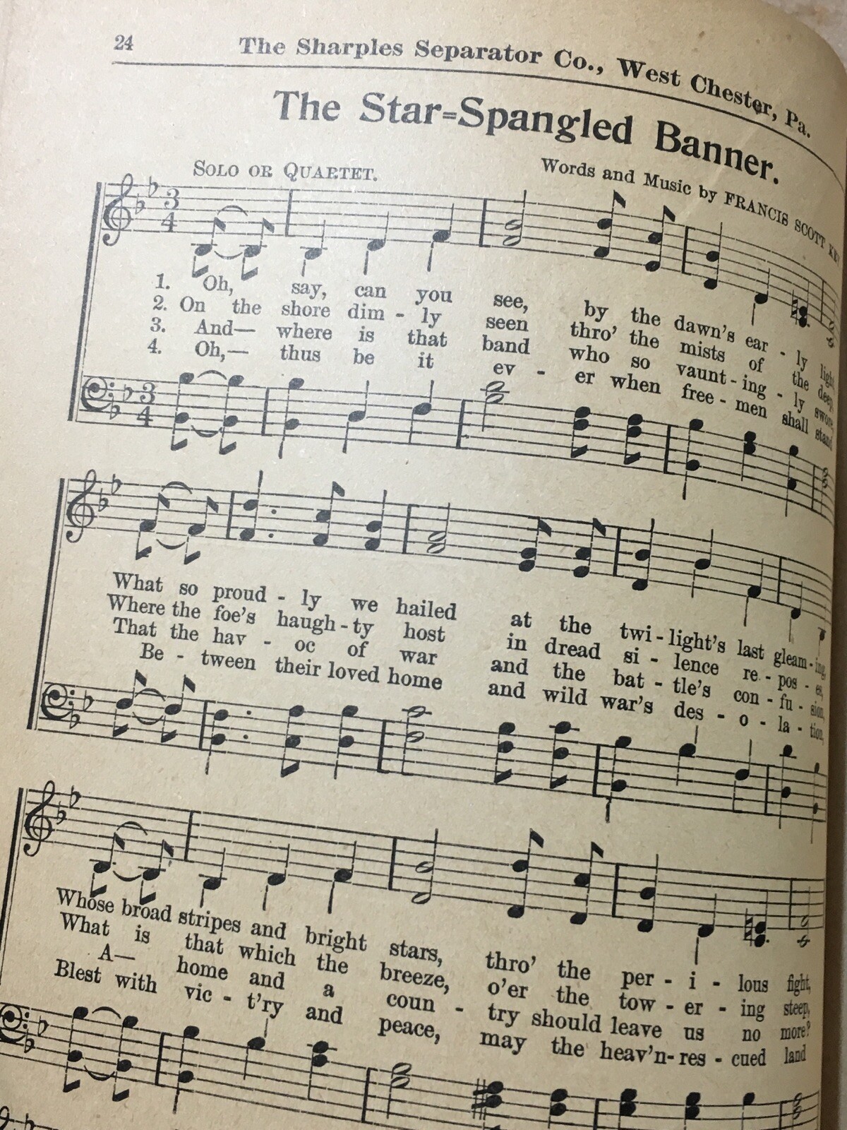 Antique Sharples Separator Co. Old Time Song Book Advertising