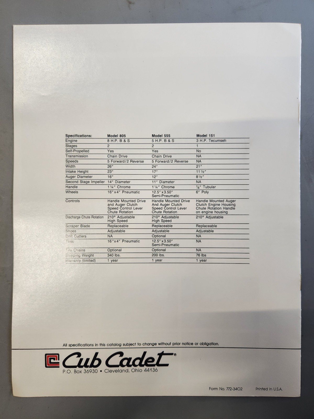 Cub Cadet Sales Brochures