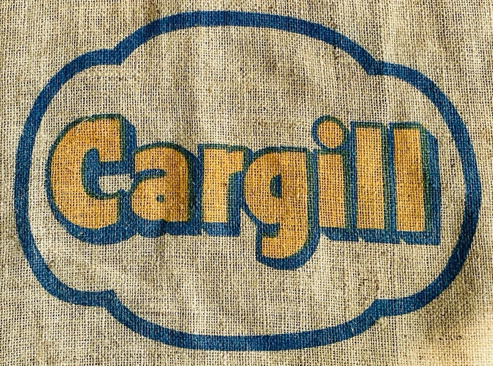 VTG BURLAP BAG CARGILL INC. LINSEED OIL MEAL SOLVENT EXTRACTED 100 LBS MINNESOTA