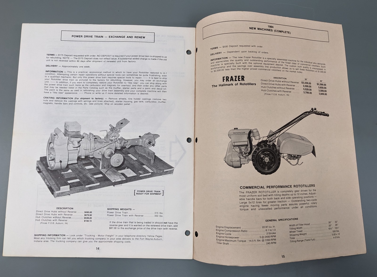 VTG Frazer Farm Equipment 1984 Rototiller Factory Parts + Price Catalog