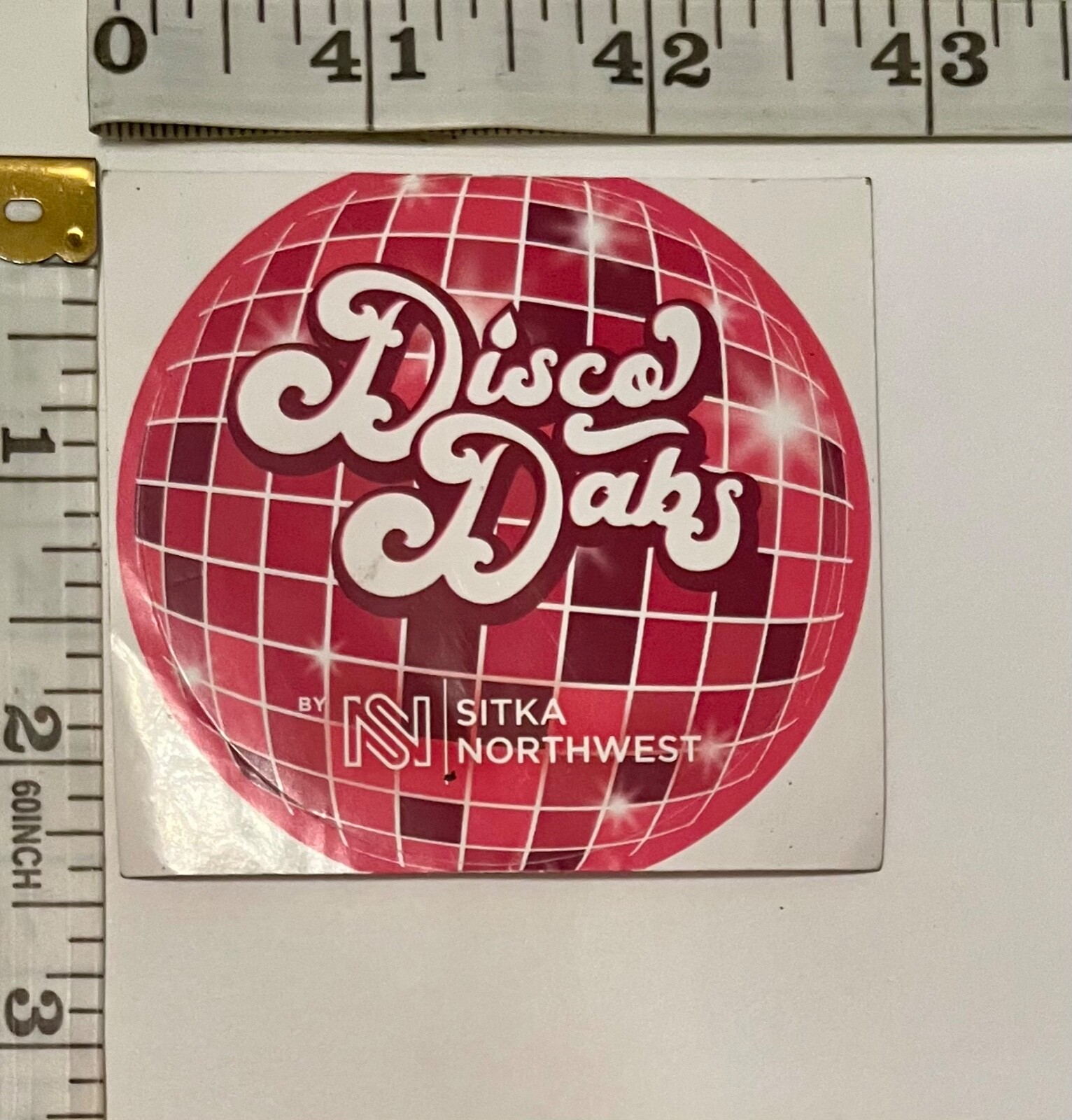 Disco Dabs 2.5&Prime; ROUND GLOSSY PAPER STICKER; OREGON, USA CANNABIS CONCENTRATE AD