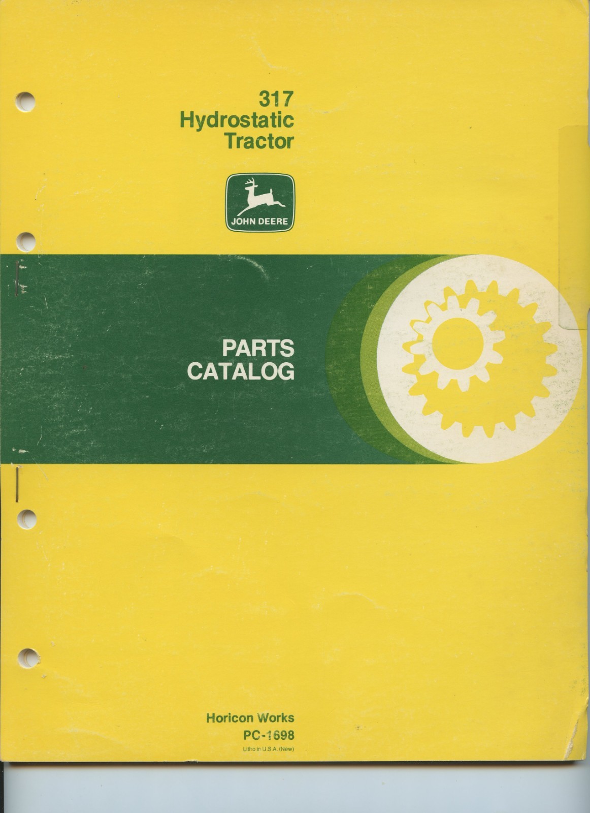 John Deere Parts Catalog PC-1698 for 317 Lawn & Garden tractor