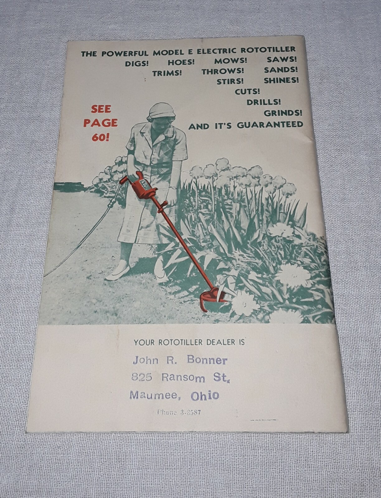 VINTAGE ROTOTILLER INC DEALER CATALOG MAUMEE OHIO TROY NEW YORK 1956