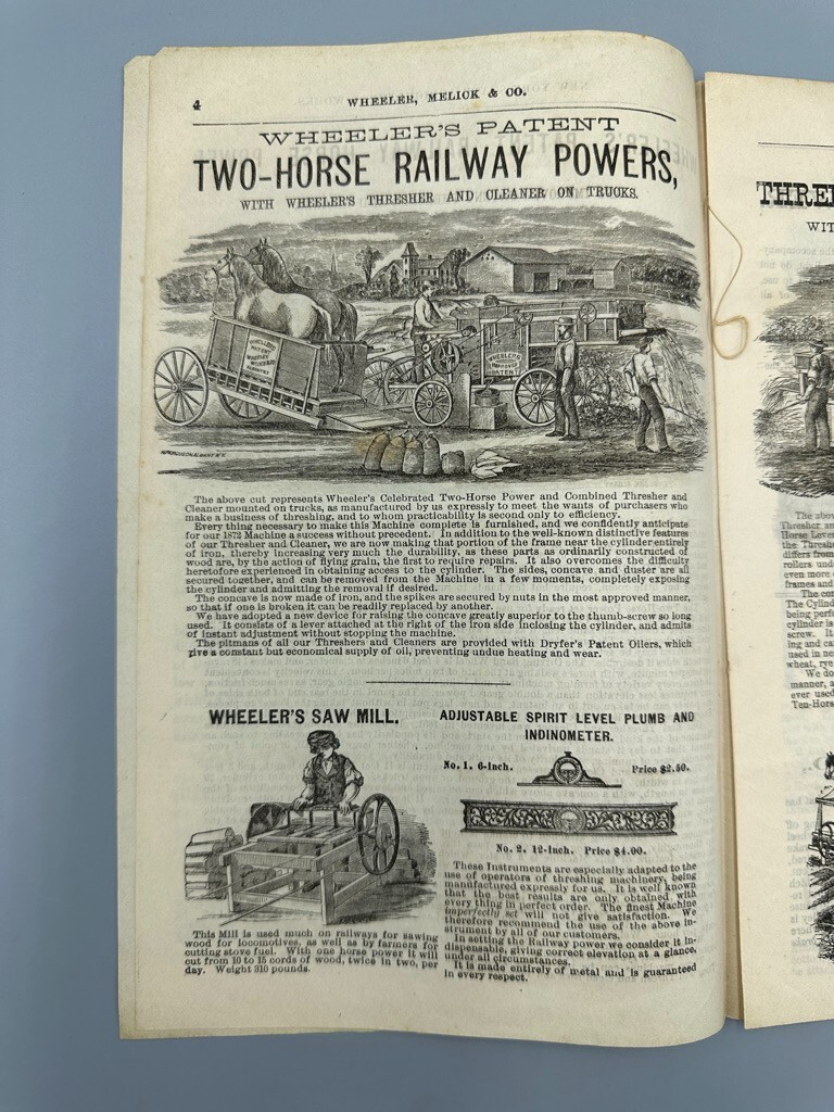 1870s NY AG WORKS Albany WHEELER MELICK Farm CHAMPION Horse THRESHER Advertising