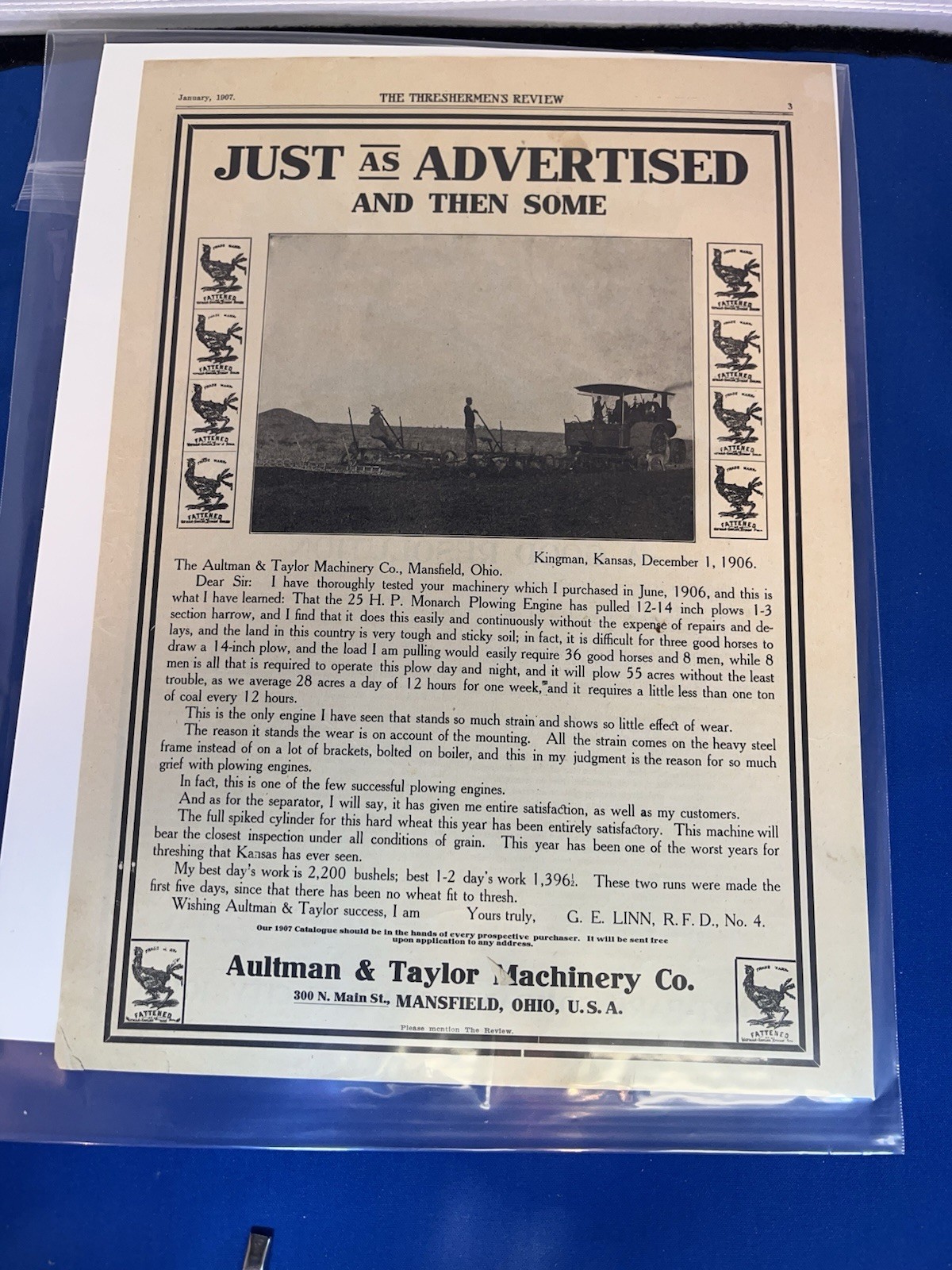 ANOTHER LOT OF 15 VINTAGE ORIGINAL FARM MACHINERY ADS-1901 TO 1930