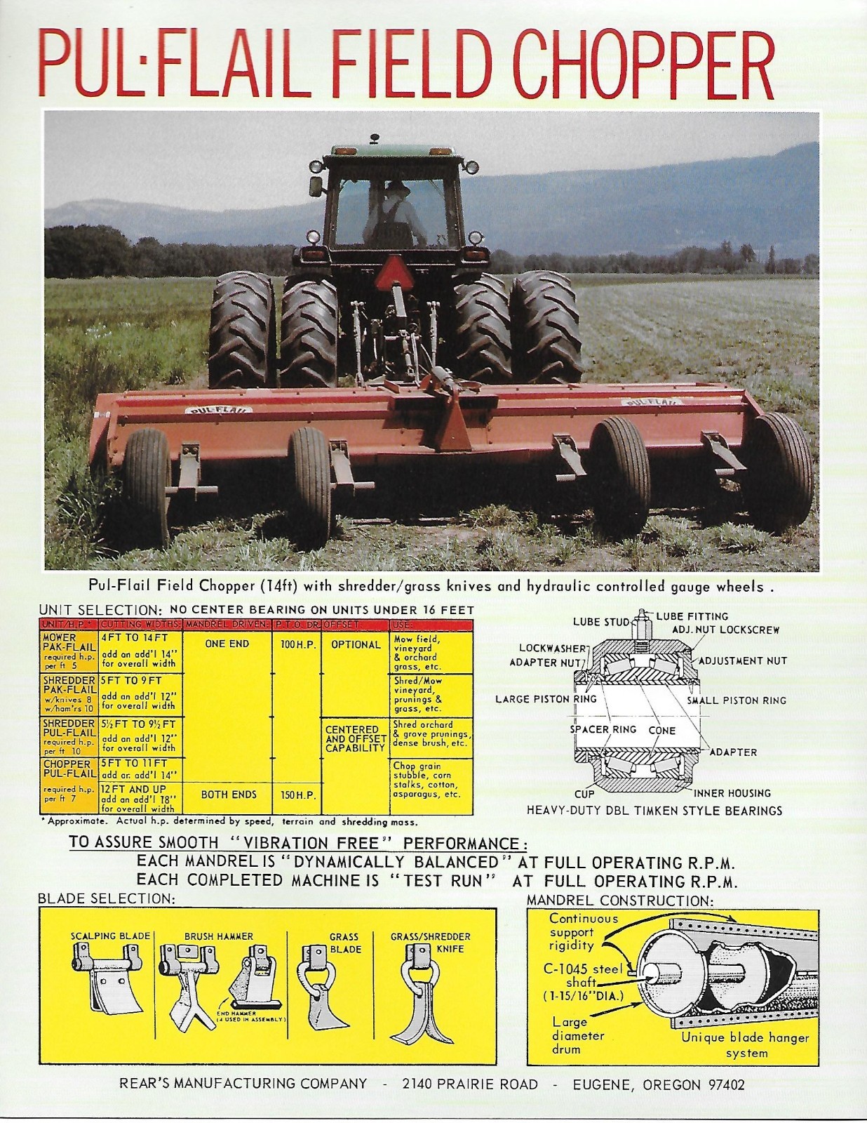 VINTAGE 1960s REAR&rsquo;S MFG CO PAK FLAIL PUL FLAIL MOWER SHREDDER CHOPPER BROCHURE