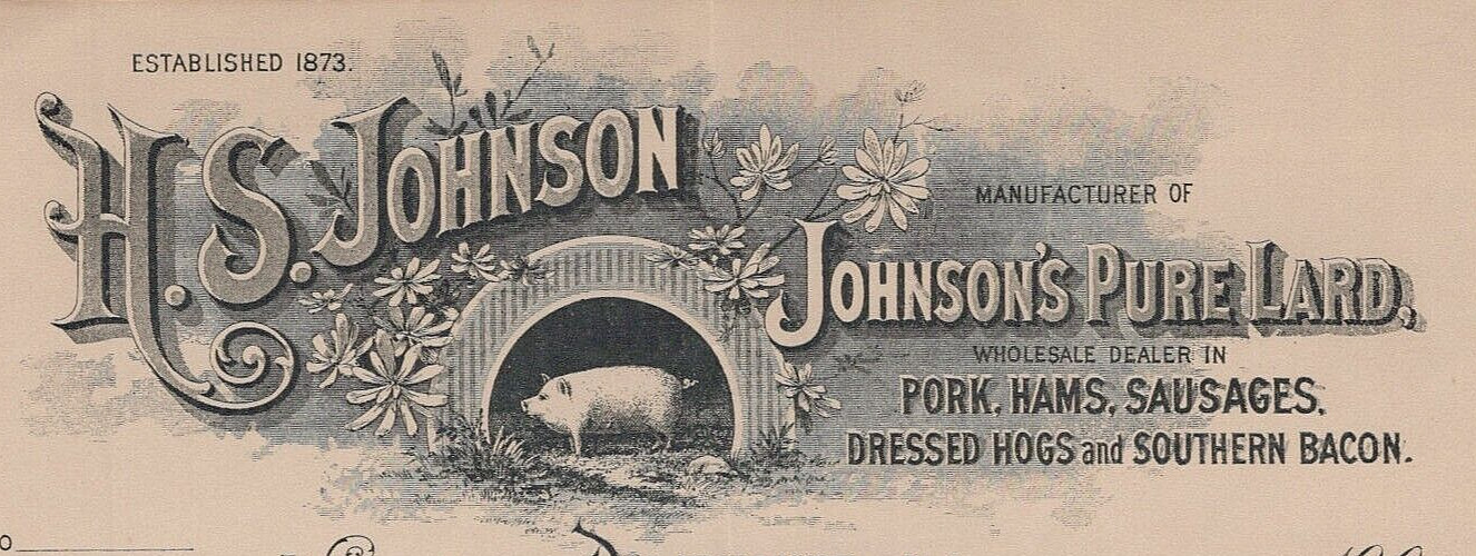 HS Johnson 1900 Unused Invoice Stationary Johnson&rsquo;s Pure Laird Pig Logo A11T