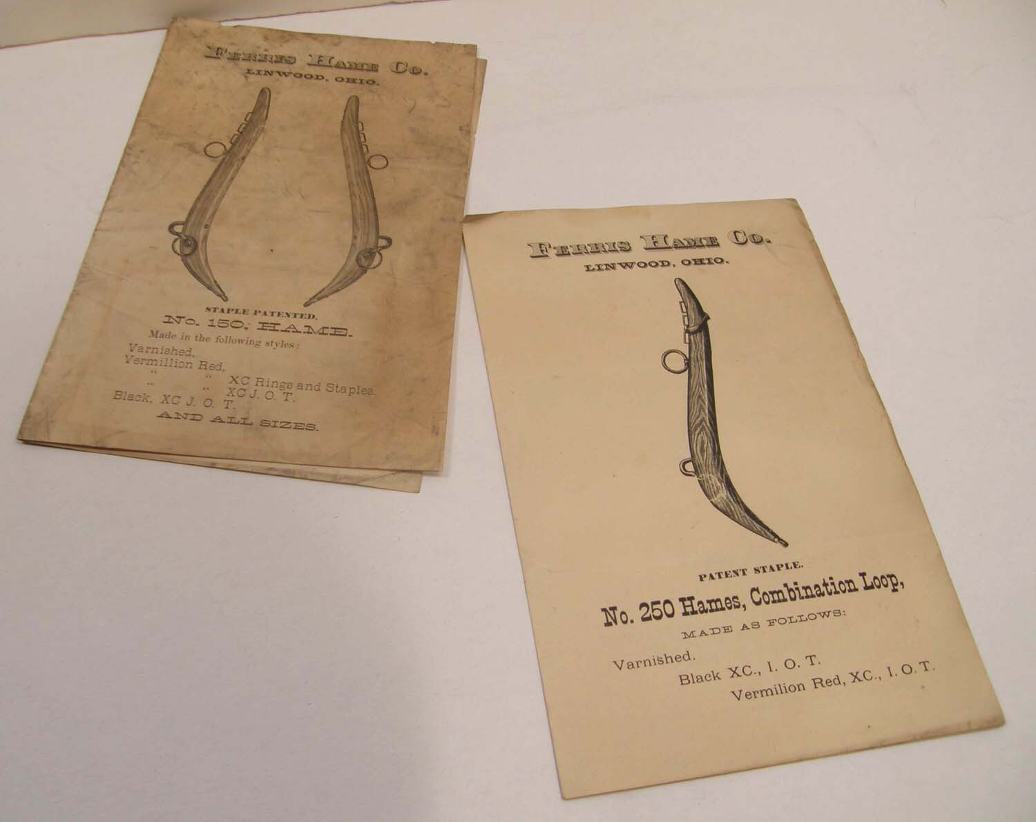 ANTIQUE c1870 BROCHURE FERRIS HAME CO LINWOOD OHIO HAMILTON COUNTY HORSE COLLAR