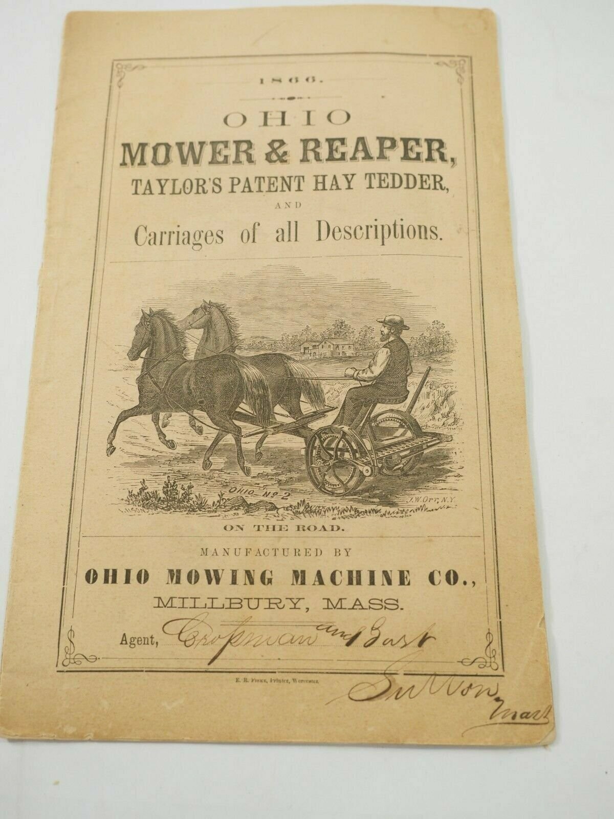 Ohio Mower Reaper & Taylor Patent Hay tender 18 page advertising pamphlet 1866