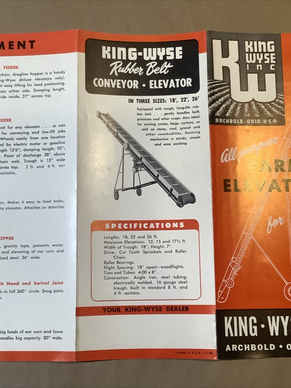 Vintage King Wyse Inc. Farm Elevators Advertising Pamphlet Archbold OH INV-AD14￼