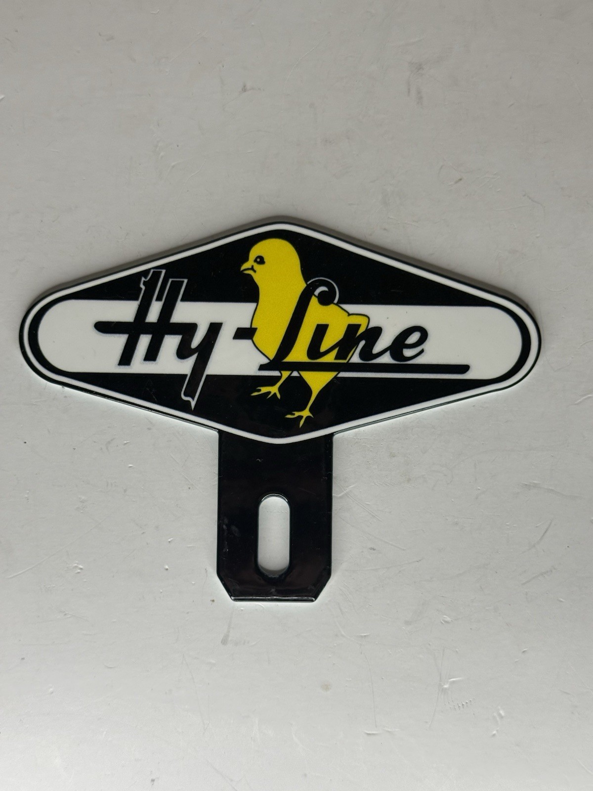 Hy-Line Feeds Advertising 5”x3 3/4” Quality License Plate Topper Thick Metal