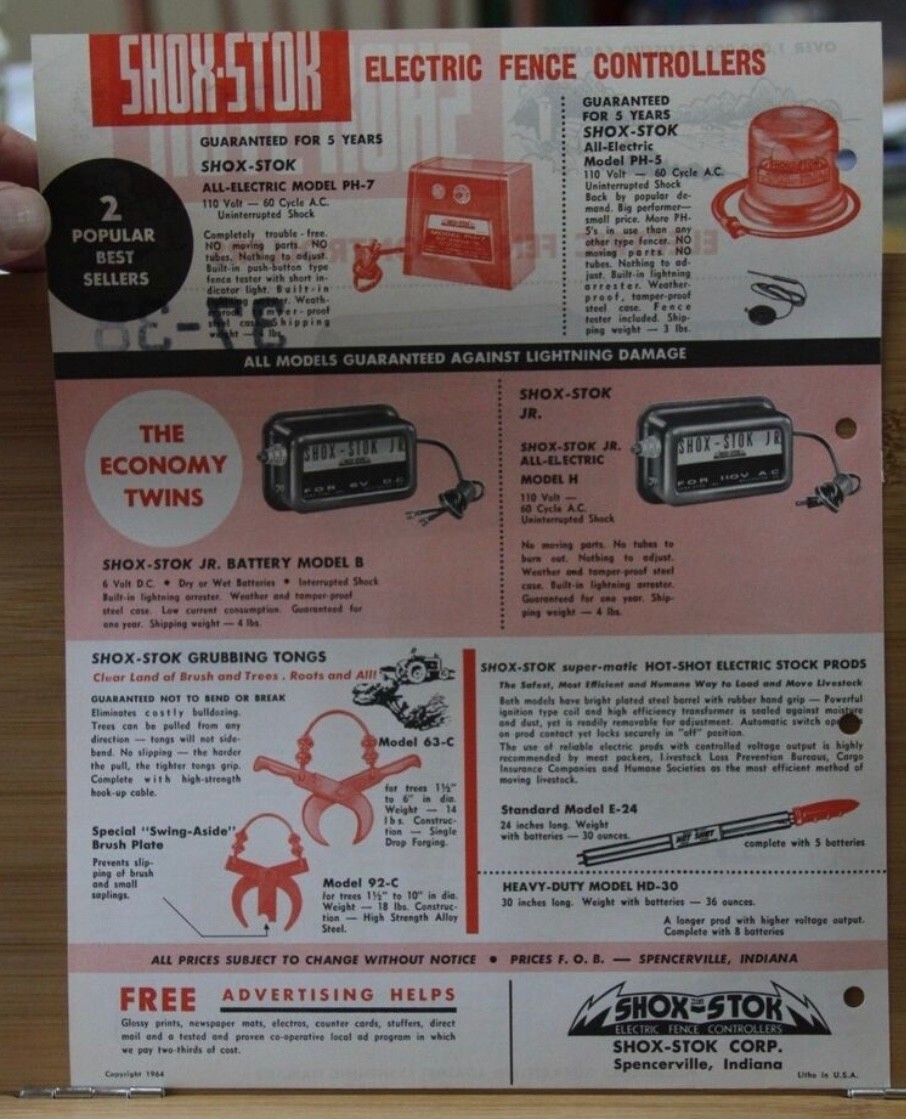Dealer Brochure Shox Stok Electric Fence Controllers Spencerville Indiana IN